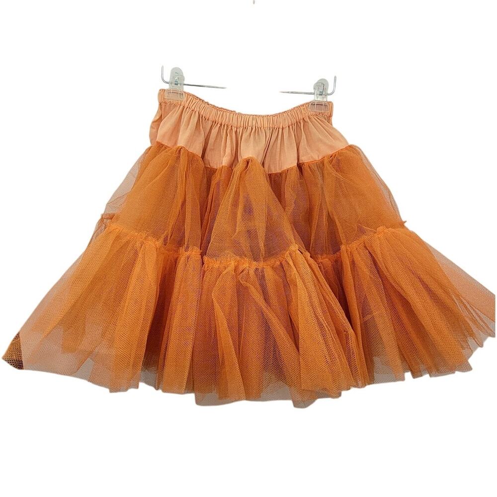 Vintage Orange Full Ruffle Coquette Lolita Petticoat Crinoline size S-M‎